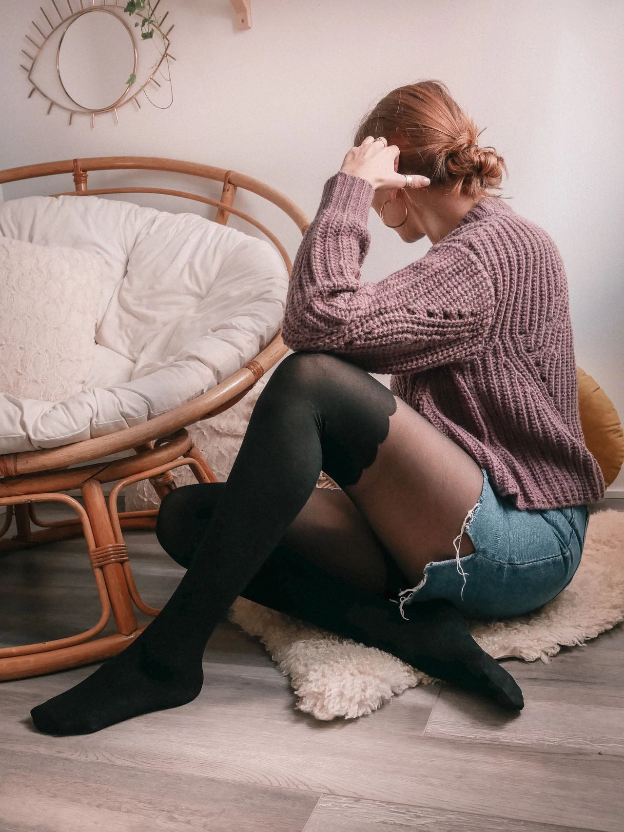 Scalloped Over-the-Knee Tights