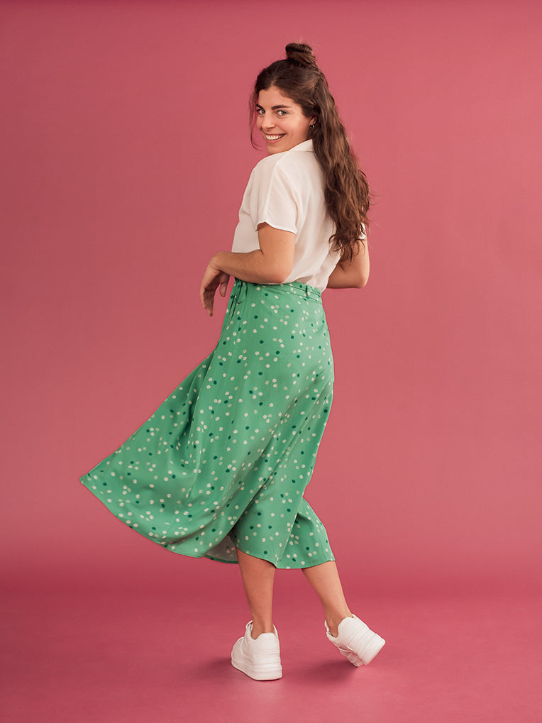 Women's midi green Wrap Skirt