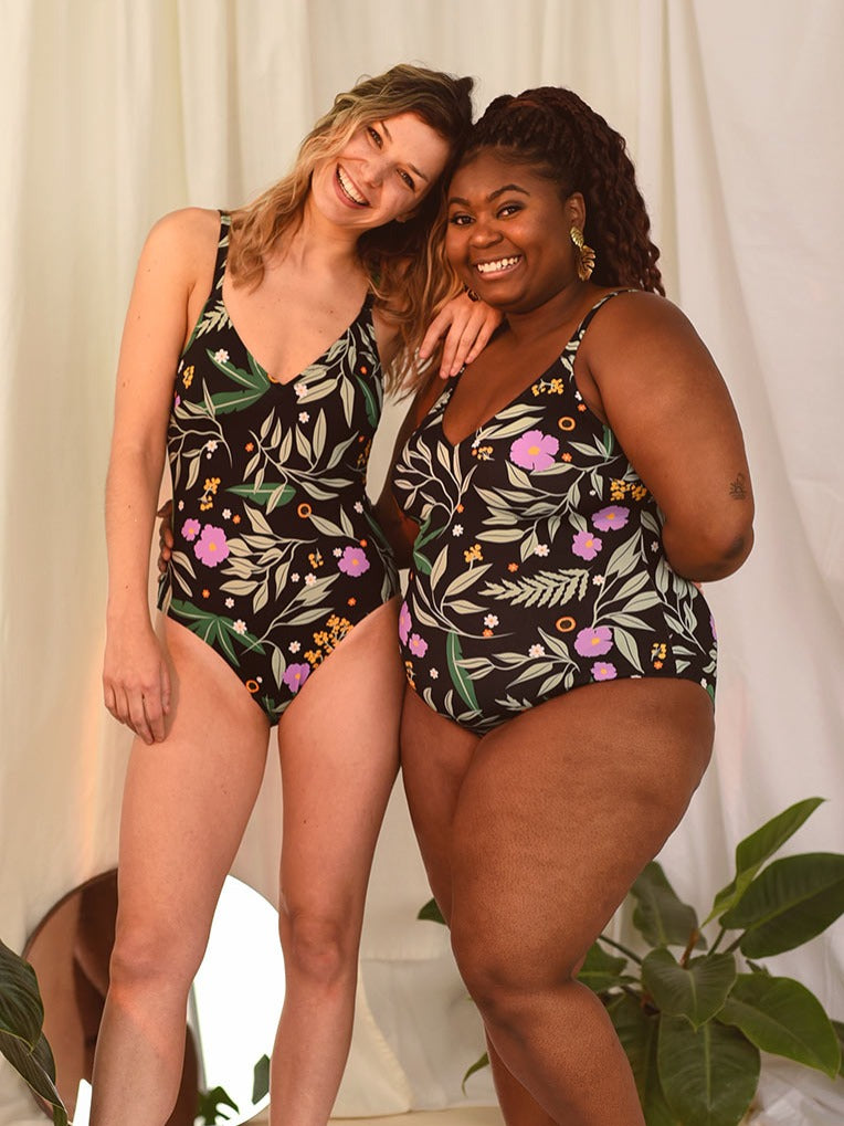Women's one-piece swimsuit tropical
