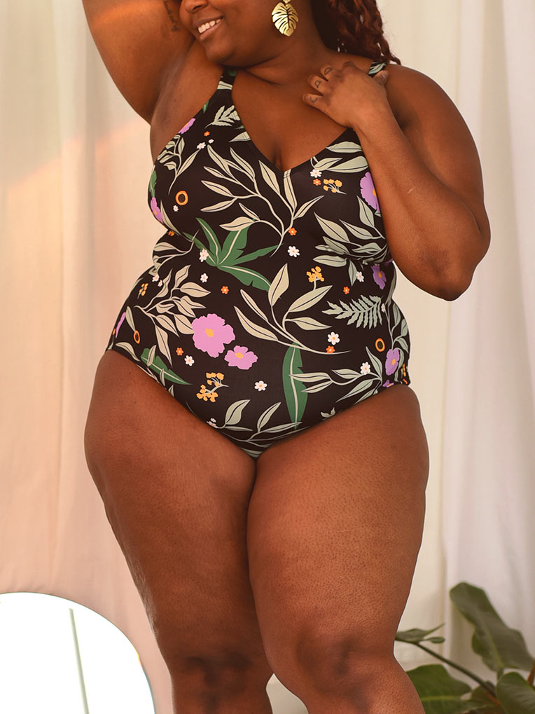 Women's Plus size one-piece swimsuit tropical