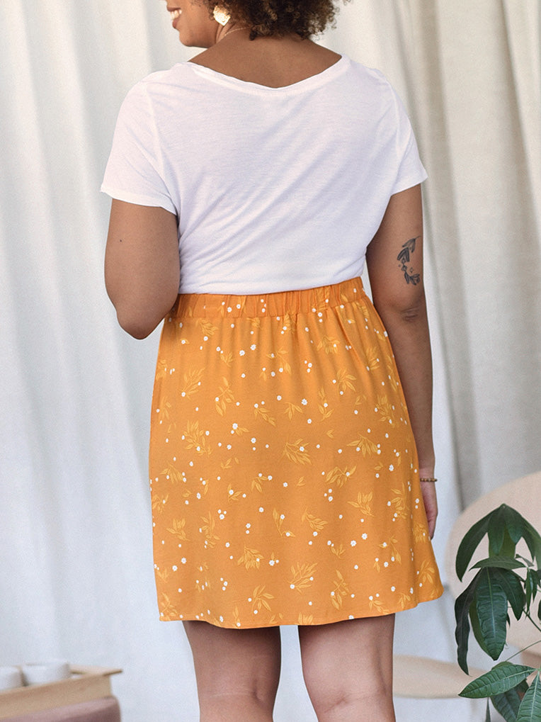 Yellow mini skirt for women